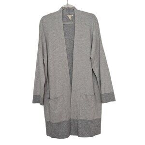 Eileen Fisher Stripe Cardigan Womens Size Small Gray Open Front Sweater